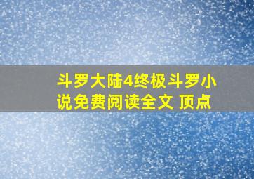 斗罗大陆4终极斗罗小说免费阅读全文 顶点